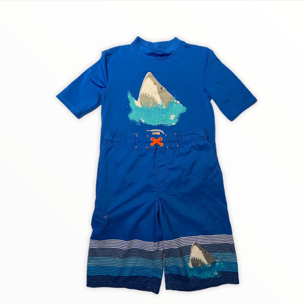 Cat and Jack Shark Rash Guard and Swim Trunks